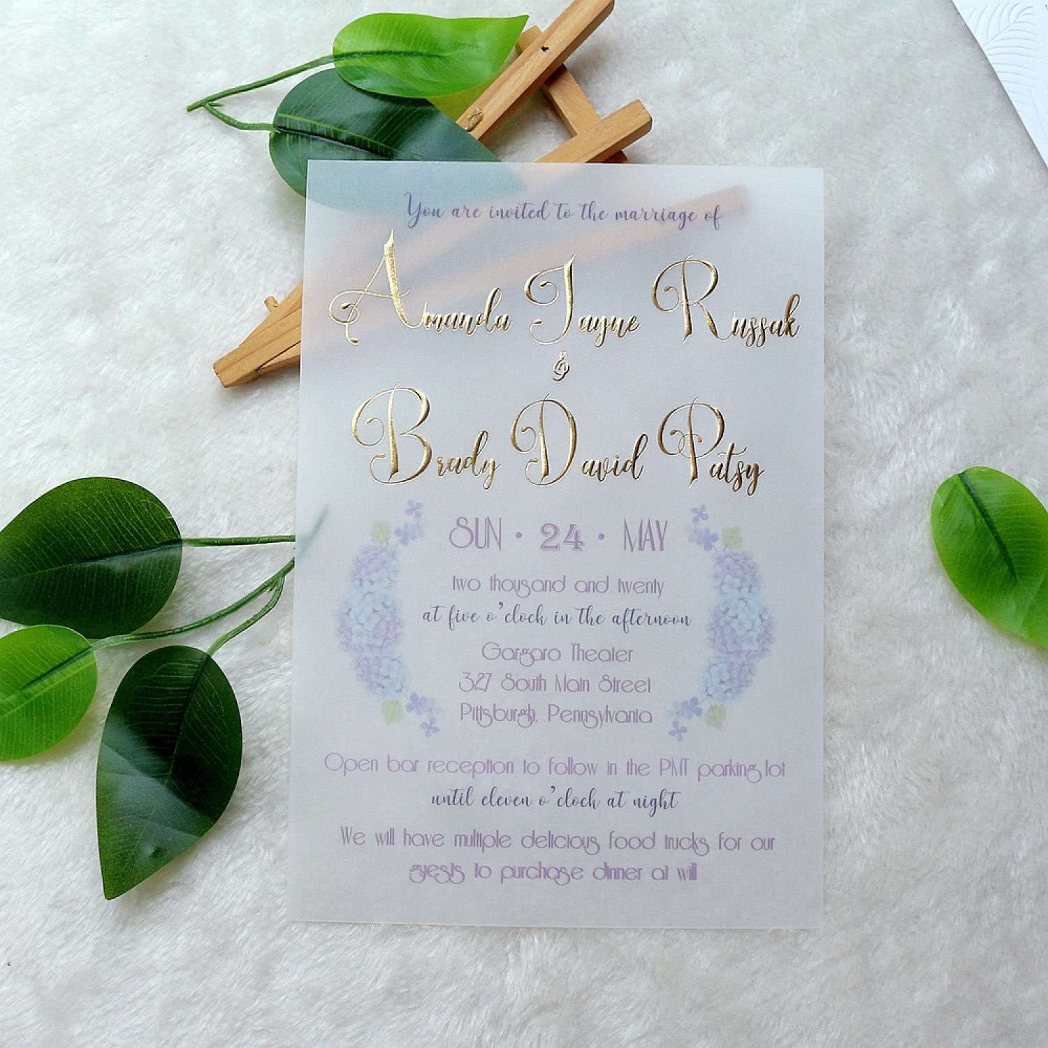Pocket Wedding Invitation Elegant Invitation Foiling Card UV Printing 
